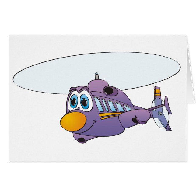 Purple Helicopter Cartoon (Front Horizontal)