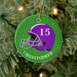 Purple Helmet Christmas Ceramic Ornament