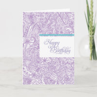 Purple Henna Birthday Card