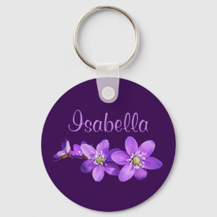 Purple Hepatica Flowers Name Key Ring