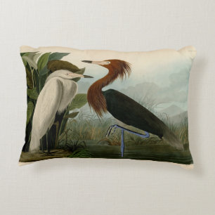 Purple Heron Audubon Bird Wildlife Painting Decorative Cushion