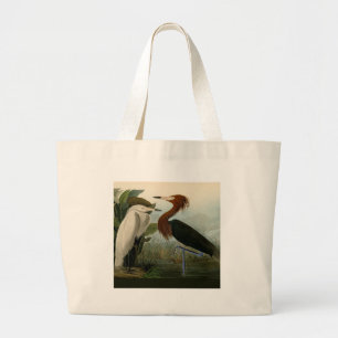Purple Heron Audubon Bird Wildlife Painting Large Tote Bag