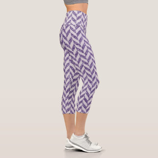 Purple Herringbone  Capri Leggings