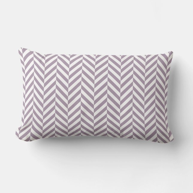 Purple Herringbone Pattern Custom Monogram Lumbar Cushion (Front)
