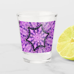 Purple Hexagon Star Abstract Design Thunder_Cove Shot Glass