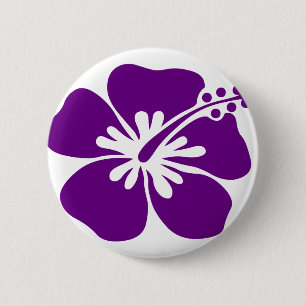 purple hibiscus aloha flower 6 cm round badge