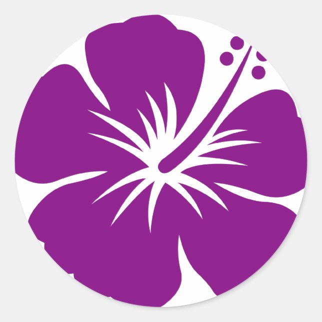 Purple hibiscus aloha flower classic round sticker (Front)
