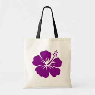 Purple hibiscus aloha flower tote bag