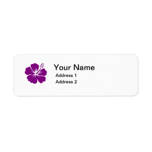 purple hibiscus flower address label return address label