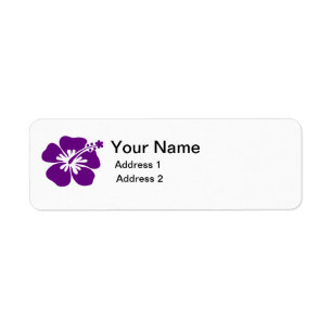 purple hibiscus flower address label return address label