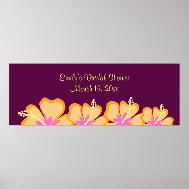 Purple Hibiscus Flower Customisable Banner Poster (Front)