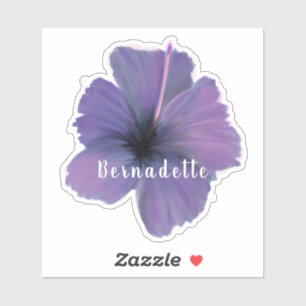 Purple Hibiscus flower name sticker