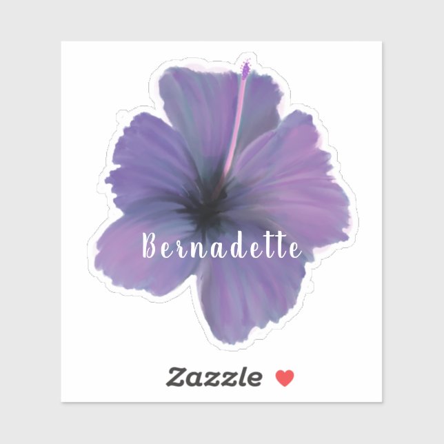 Purple Hibiscus flower name sticker (Sheet)
