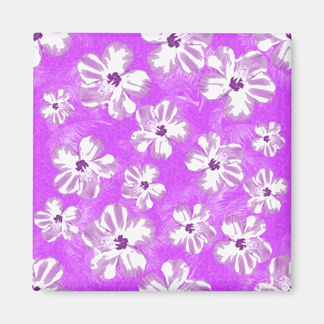 Purple Hibiscus Flowers Magnet (Front)
