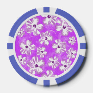Purple Hibiscus Flowers Poker Chips