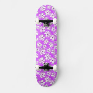 Purple Hibiscus Flowers Skateboard