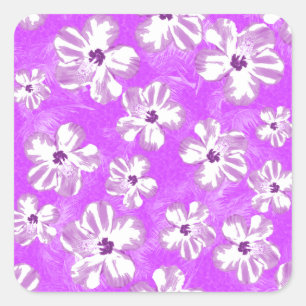 Purple Hibiscus Flowers Square Sticker
