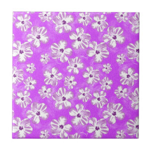 Purple Hibiscus Flowers Tile