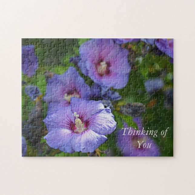 Purple Hibiscus Garden Flowers Thinking of You Jigsaw Puzzle (Horizontal)