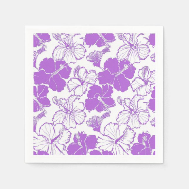 Purple Hibiscus Hawaiian flower Pattern Napkins (Front)