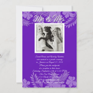 Purple Hibiscus Leaves Photo Reception Only Invitation