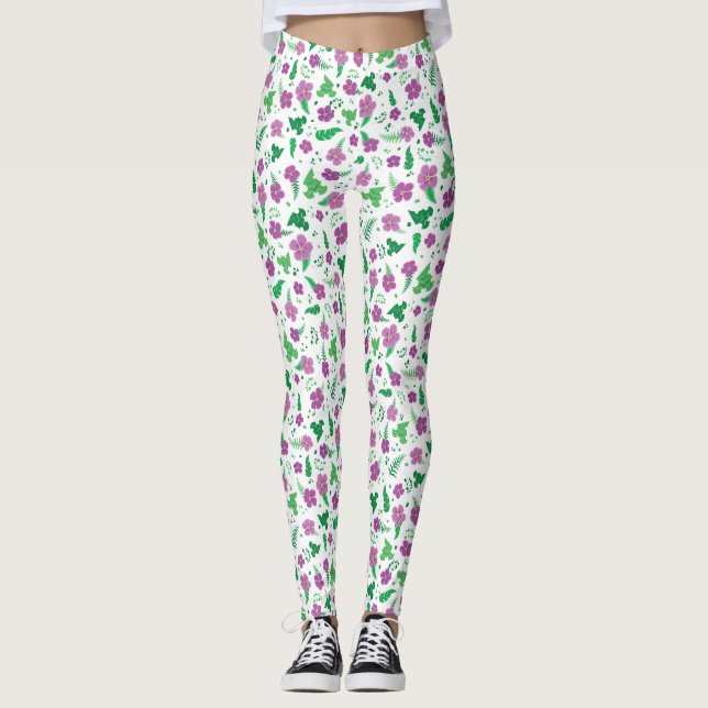 Purple Hibiscus Leggings (Front)