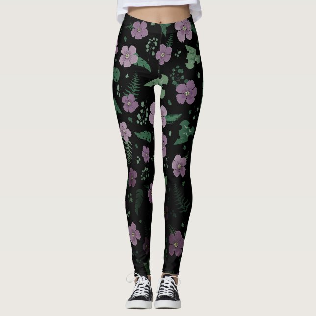 Purple Hibiscus Leggings (Front)