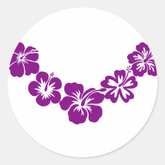 Purple hibiscus leis classic round sticker