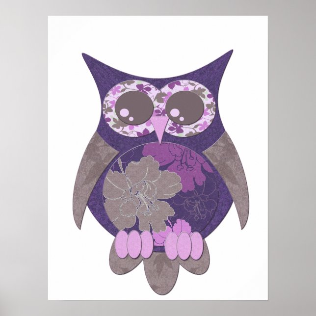 Purple Hibiscus Owl Poster (Front)