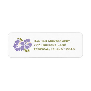 Purple Hibiscus Return Address Labels Custom