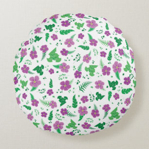 Purple Hibiscus Round Cushion