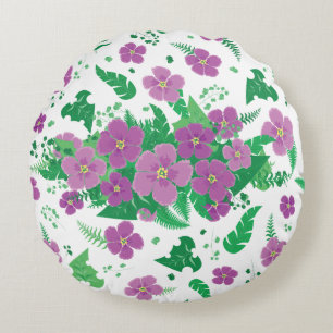 Purple Hibiscus Round Cushion