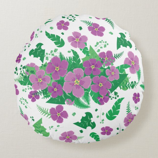 Purple Hibiscus Round Cushion (Front)