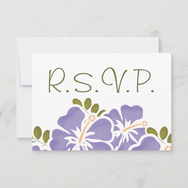 PURPLE HIBISCUS RSVP WEDDING RESPONSE CARDS (Front)