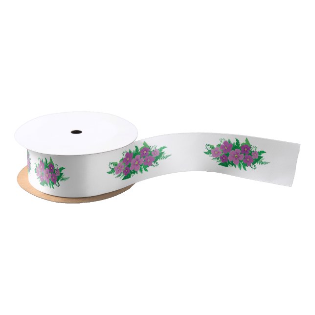 Purple Hibiscus Satin Ribbon (Spool)