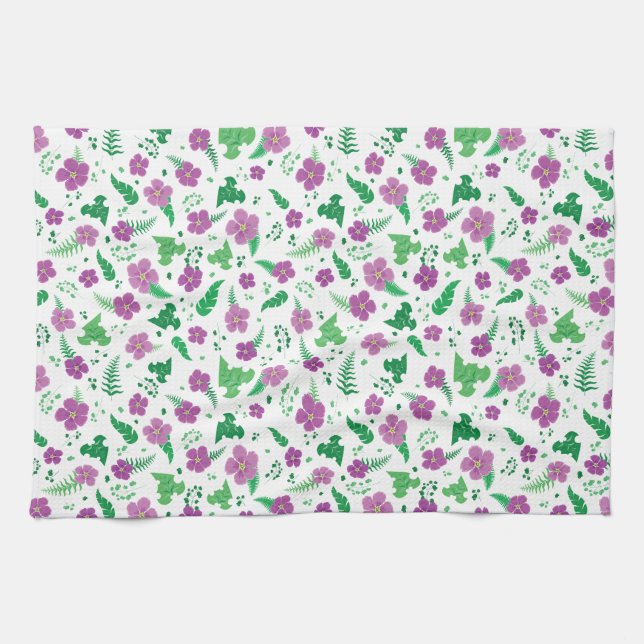 Purple Hibiscus Tea Towel (Horizontal)