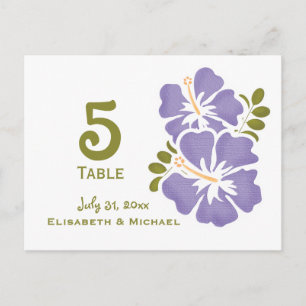 Purple Hibiscus Wedding Reception Table Number Car Postcard