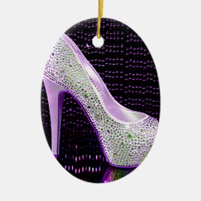 Purple High Heel Ceramic Tree Decoration (Front)