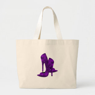 Purple High Heel Shoes Large Tote Bag