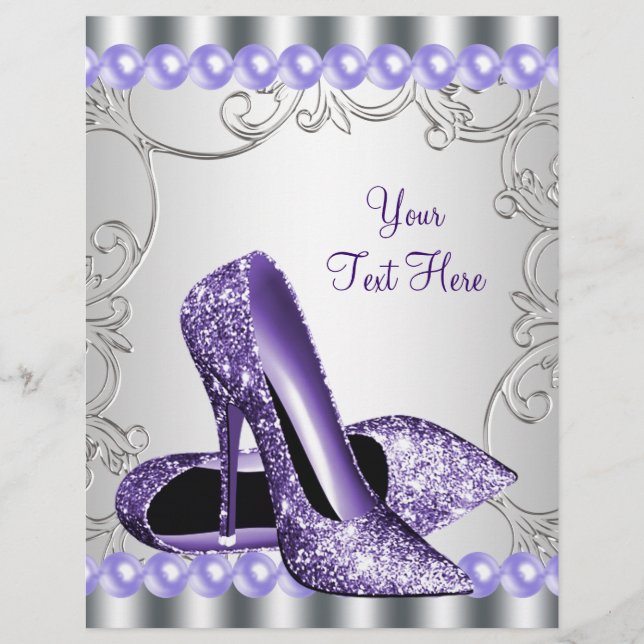 Purple High Heel Shoes Pearl Swirl Flyer (Front)