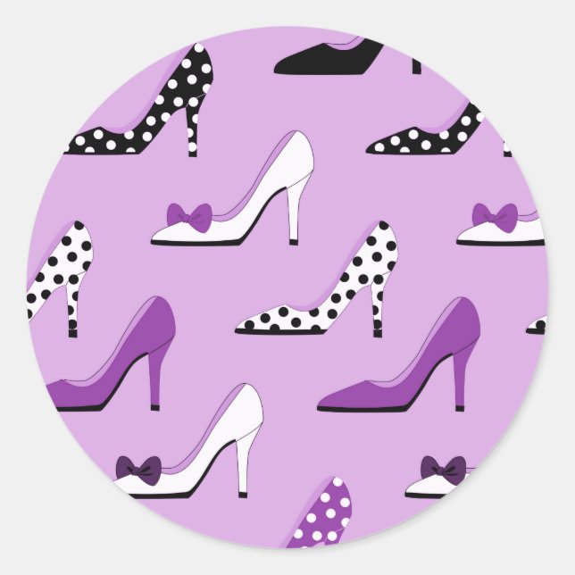 Purple high heels classic round sticker (Front)