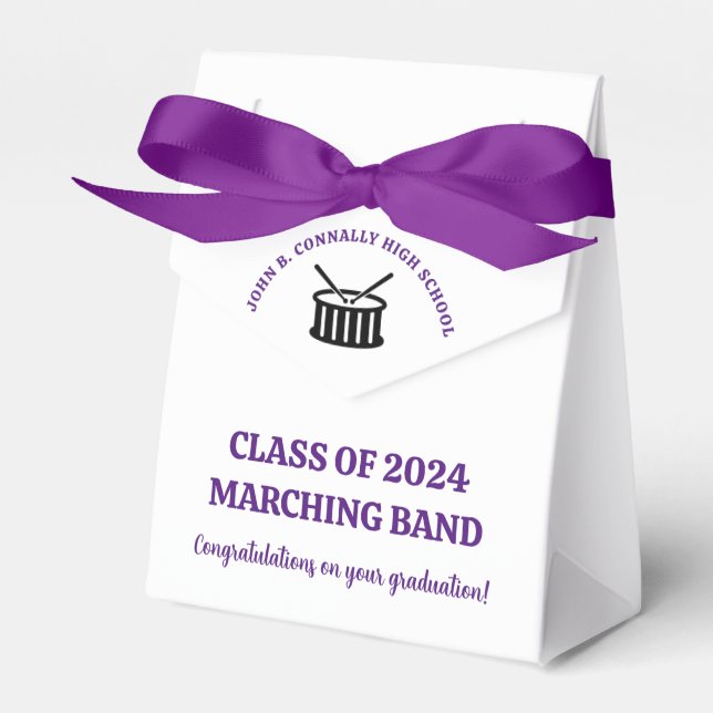 Purple High School Band Custom Graduation Party Favour Box (Front Side)