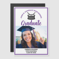 Purple High School Band Photo Graduation Magnet