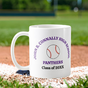 Purple High School Baseball Player Personalised Coffee Mug