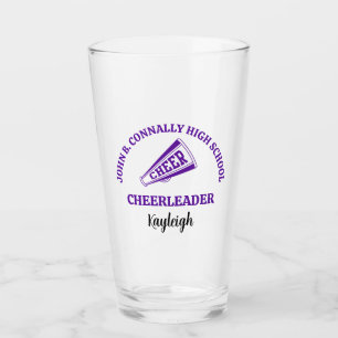 Purple High School Cheerleader Personalised Glass