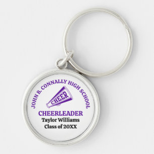Purple High School Cheerleader Personalised Key Ring