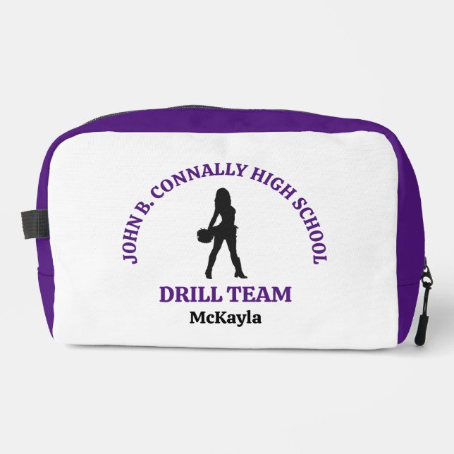 Purple High School Drill Team Dancer Personalised Dopp Kit (Front)