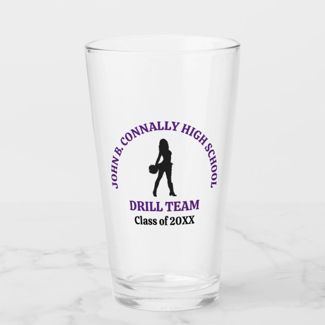 Purple High School Drill Team Dancer Personalised Glass (Front)