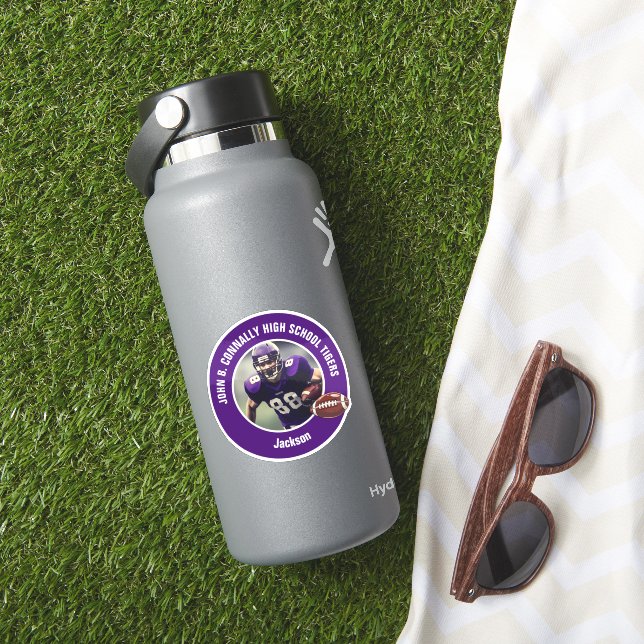 Purple High School Football Player Photo Laptop (HydroFlask Insitu)