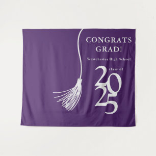 Purple High School Graduation Party Photo Backdrop Tapestry